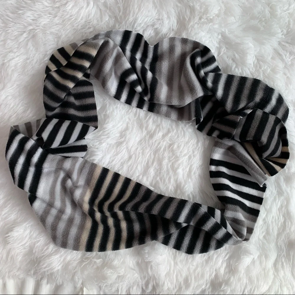 Polar Fleece Striped Infinity Scarf